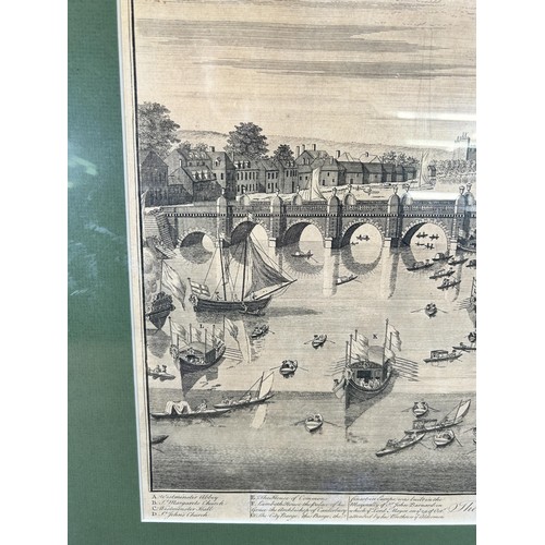 261 - A 19th century mahogany framed 'The South East Prospect of Westminster Bridge' engraving - approx. 5... 