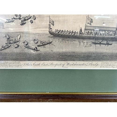 261 - A 19th century mahogany framed 'The South East Prospect of Westminster Bridge' engraving - approx. 5... 