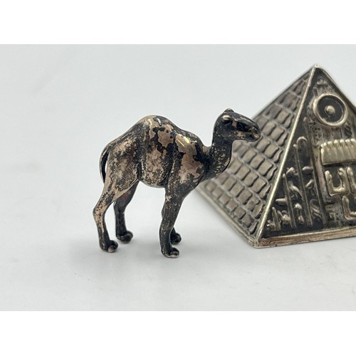 2156 - Three vintage hallmarked .850 and .925 silver novelty Egyptian ornaments - approx. gross weight 30g