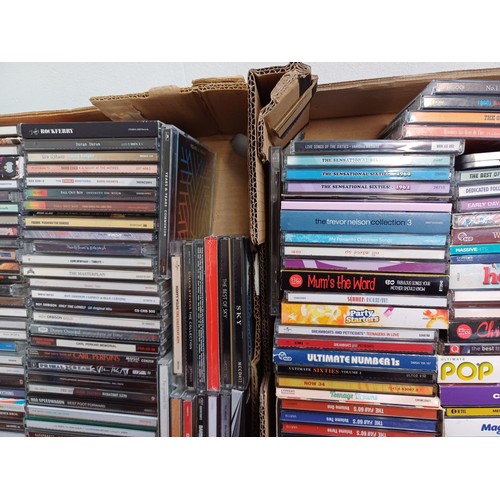 660 - Two boxes containing a large collection of CDs to include Finn, Foo Fighters, Cosmic Rough Riders, P... 