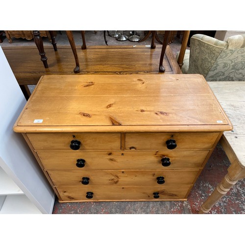 205 - A Victorian pine chest of drawers with ebonised handles - approx. 85cm high x 102cm wide x 46cm deep