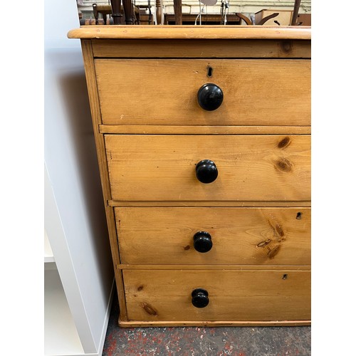 205 - A Victorian pine chest of drawers with ebonised handles - approx. 85cm high x 102cm wide x 46cm deep