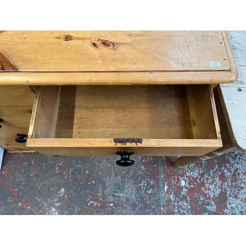 205 - A Victorian pine chest of drawers with ebonised handles - approx. 85cm high x 102cm wide x 46cm deep