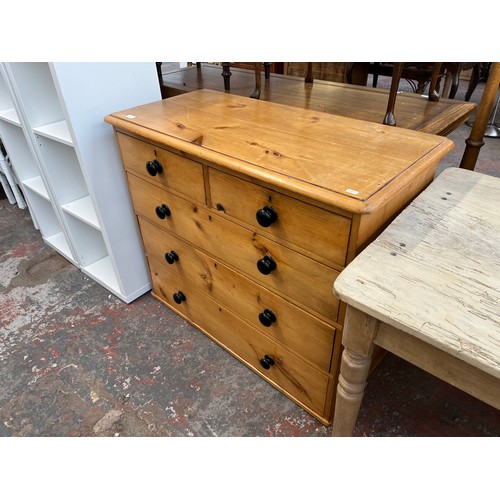 205 - A Victorian pine chest of drawers with ebonised handles - approx. 85cm high x 102cm wide x 46cm deep