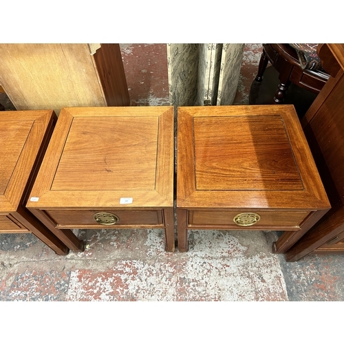 180 - A pair of Chinese hardwood side tables - approx. 46cm high x 46cm wide x 46cm deep