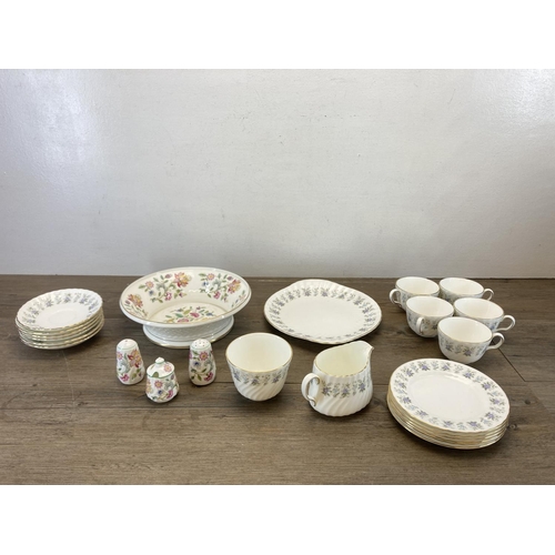 414 - A collection of Minton Alpine Spring and Haddon Hall bone china