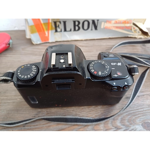 696 - Six items to include Pentacon Praktica Super TL1000 35mm SLR camera fitted with 1.8/50 lens, Canon E... 