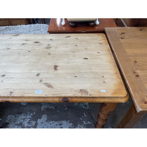 44 - A Victorian style pine farmhouse dining table - approx. 75cm high x 78cm wide x 121cm long