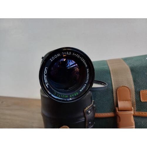 694 - A Miranda camera bag containing Pentax P30 35mm SLR fitted with Sigma super-wide II 1:2.8 f=24mm len... 