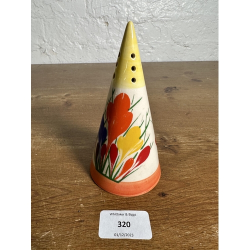 320 - A Moorland Staffordshire Chelsea Works Burslem Crocus sugar shaker - approx. 13.5cm high