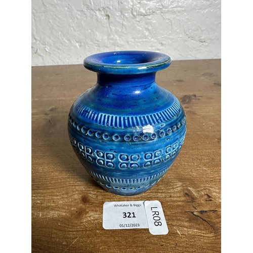 321 - A mid 20th century Bitossi Rimini Blu vase designed by Aldo Londi and retailed by Flavia Italy - app... 