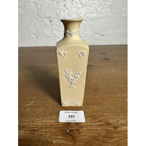 325 - A Wedgwood primrose yellow Jasperware bud vase - approx. 13.5cm high