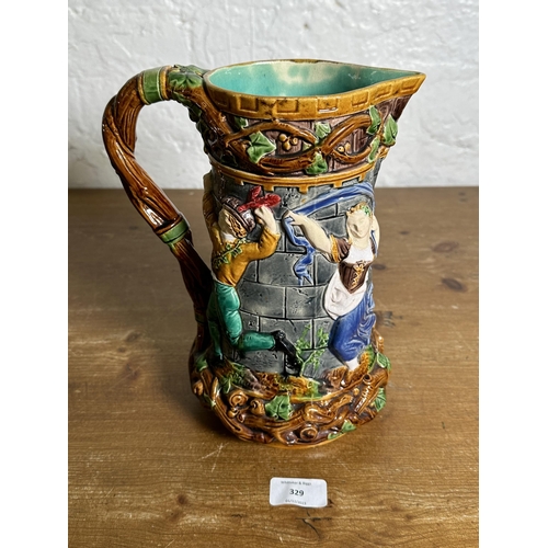 329 - A 19th century Mintons Majolica Tower jug - approx. 25cm high