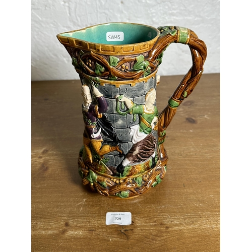 329 - A 19th century Mintons Majolica Tower jug - approx. 25cm high