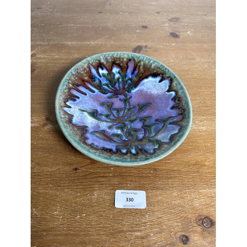 330 - A 2001 Dartington Pottery drip glazed oval dish designed by Claire Woodall - approx. 23cm x 20cm