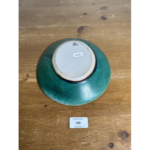 330 - A 2001 Dartington Pottery drip glazed oval dish designed by Claire Woodall - approx. 23cm x 20cm