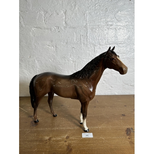 345 - A Beswick Large Hunter second version brown gloss horse figurine, no. 1734 - approx. 30cm high x 36c... 