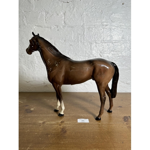 345 - A Beswick Large Hunter second version brown gloss horse figurine, no. 1734 - approx. 30cm high x 36c... 