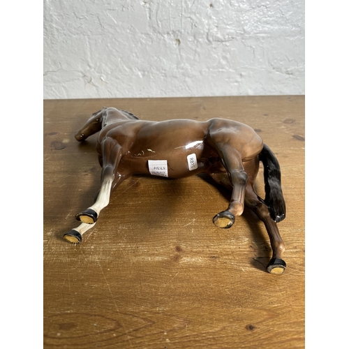 345 - A Beswick Large Hunter second version brown gloss horse figurine, no. 1734 - approx. 30cm high x 36c... 