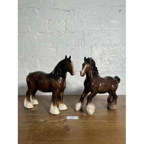 355 - Two Beswick Shire horse figurines, no. 818 and no. 975