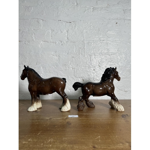 355 - Two Beswick Shire horse figurines, no. 818 and no. 975