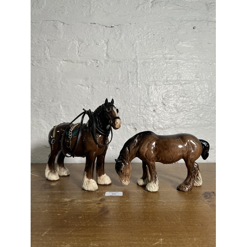 356 - Two Beswick Shire horse figurines, no. 1850 and no. 818