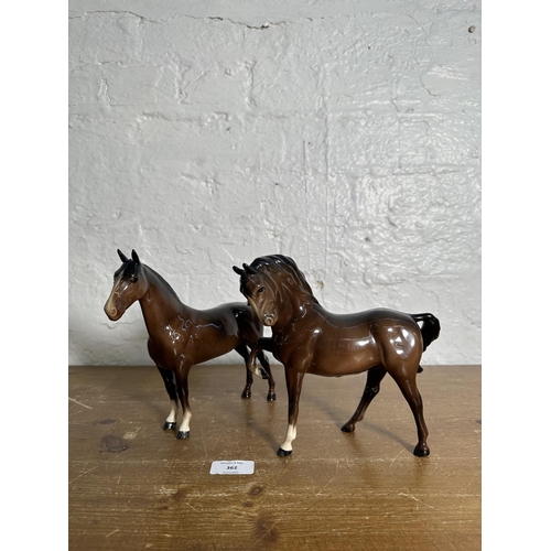 362 - Two Beswick brown horse figurines, Stocky Jogging no. 855 and Hackney no. 1361