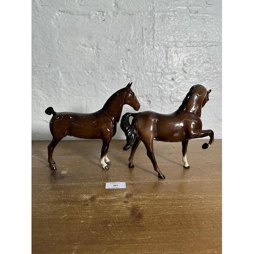 362 - Two Beswick brown horse figurines, Stocky Jogging no. 855 and Hackney no. 1361