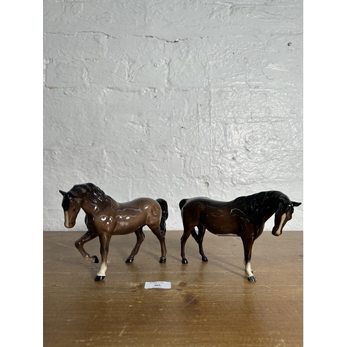 365 - Two Beswick horse figurines, Mare Facing Right Head Down no. 1812 and Stocky Jogging no. 855