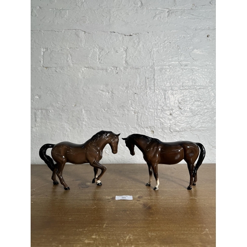 365 - Two Beswick horse figurines, Mare Facing Right Head Down no. 1812 and Stocky Jogging no. 855