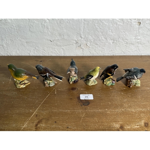 372 - Six Beswick bird figurines to include Bullfinch, Chaffinch, Greenfinch etc.