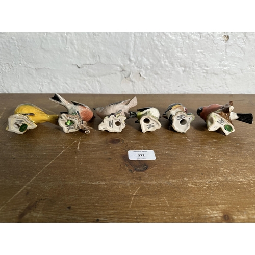 372 - Six Beswick bird figurines to include Bullfinch, Chaffinch, Greenfinch etc.