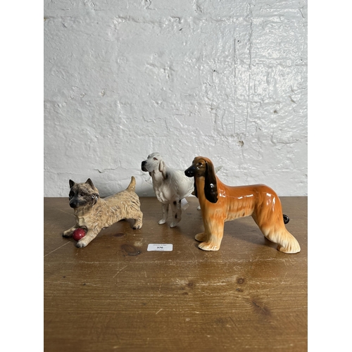 376 - Three Beswick dog figurines, Afghan Hound Hajubah of Davien no. 2285, English Setter Bayldon Baronet... 