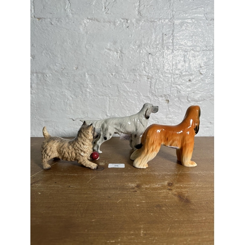 376 - Three Beswick dog figurines, Afghan Hound Hajubah of Davien no. 2285, English Setter Bayldon Baronet... 