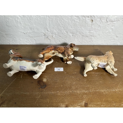 378 - Three ceramic dog figurines, one Goebel Cocker Spaniel CH 623 and two Beswick, Golden Retriever Cabu... 