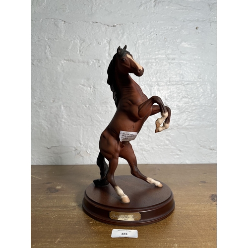 381 - A Royal Doulton Spirit of the Wild horse figurine on mahogany plinth - approx. 30cm high