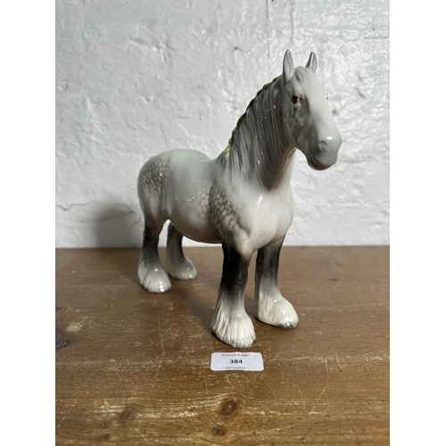 384 - A Beswick Shire Mare grey horse figurine, no. 818 - approx. 21cm high