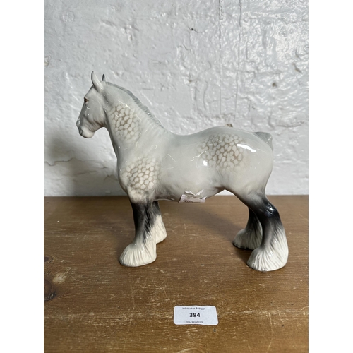 384 - A Beswick Shire Mare grey horse figurine, no. 818 - approx. 21cm high