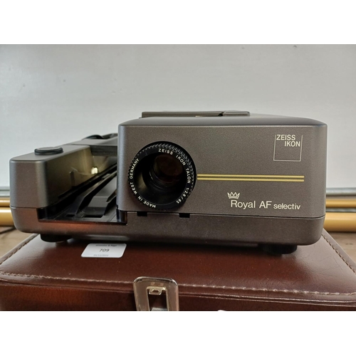 709 - Two items, one cased Zeiss Ikon Royal AF Selectiv slide projector fitted with Zeiss Ikon Talon 1:2.8... 