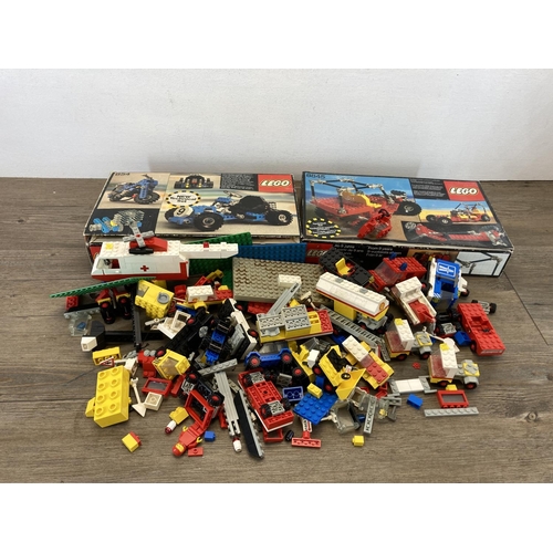 495 - A collection of vintage Lego to include boxed technic set 854 go-kart, boxed technic set 8845 dune b... 