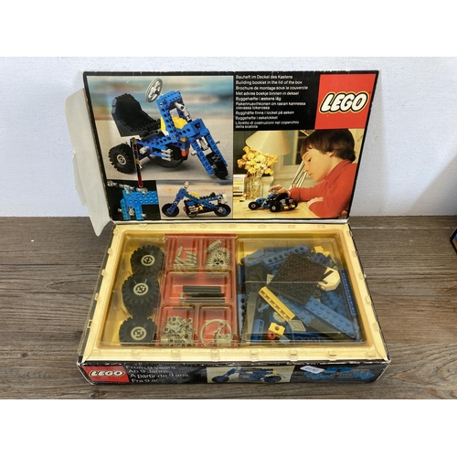 495 - A collection of vintage Lego to include boxed technic set 854 go-kart, boxed technic set 8845 dune b... 