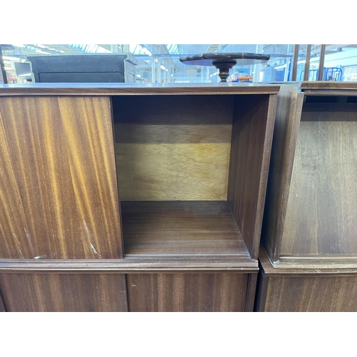 144 - Six mid 20th century teak wall hanging cabinets - each approx. 44cm high x 70cm wide x 38cm deep