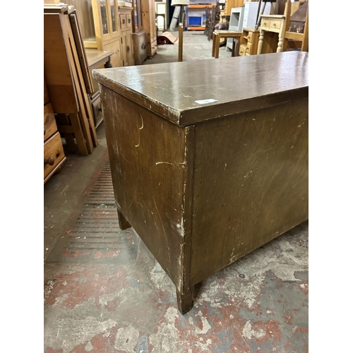 106 - A mid 20th century mahogany blanket box - approx. 60cm high x 91cm wide 45cm deep