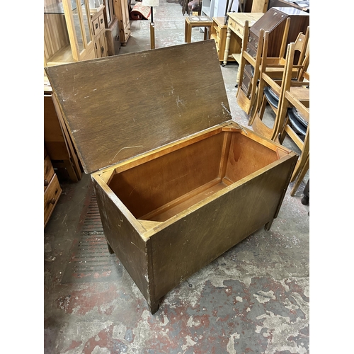 106 - A mid 20th century mahogany blanket box - approx. 60cm high x 91cm wide 45cm deep