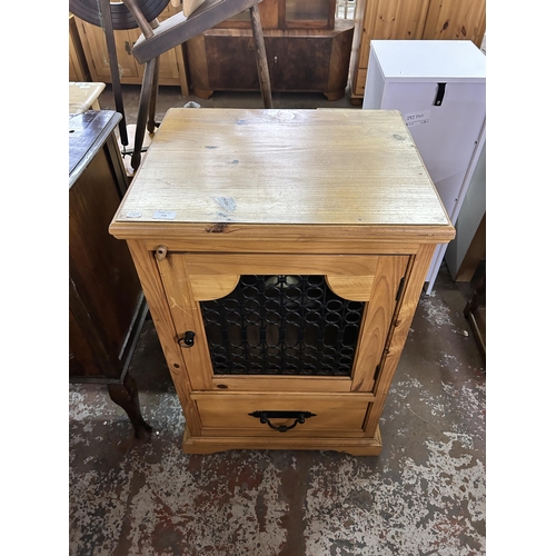 116 - A pine stereo cabinet - approx. 90cm high x 60cm wide x 49cm deep