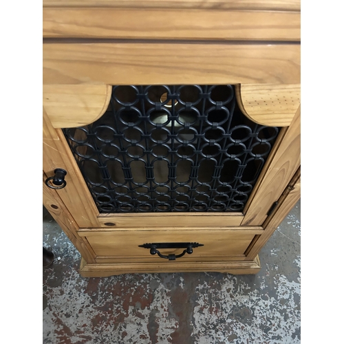 116 - A pine stereo cabinet - approx. 90cm high x 60cm wide x 49cm deep