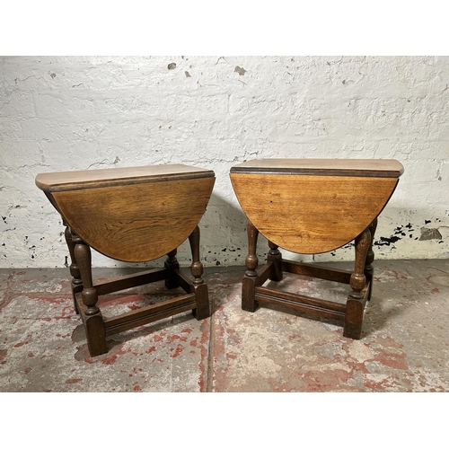 12 - Two 17th century style oak drop leaf joint side tables - approx. 47cm high x 27cm wide x 46cm long