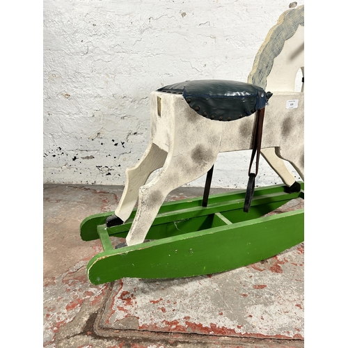 123 - A Victorian style hand painted hardwood rocking horse - approx. 73cm high x 21cm wide x 89cm long