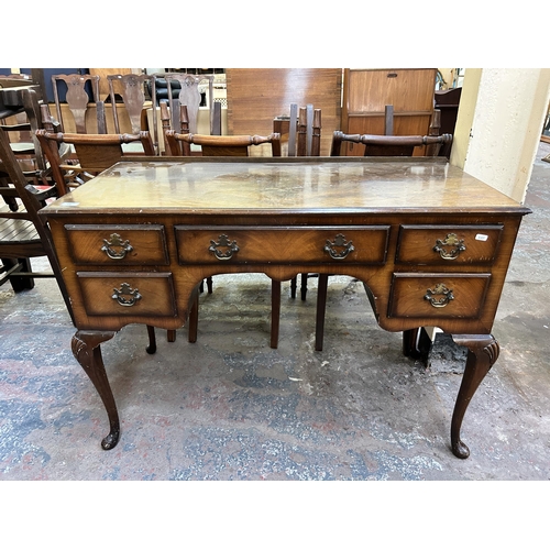 130 - A Berick Furniture walnut writing desk on cabriole supports - approx. 80cm high x 109cm wide x 50cm ... 