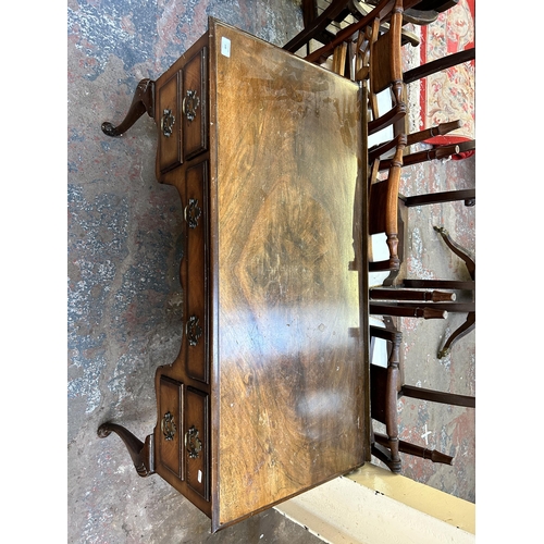 130 - A Berick Furniture walnut writing desk on cabriole supports - approx. 80cm high x 109cm wide x 50cm ... 